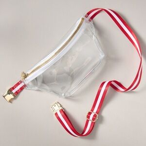 Stony Clover Clear Fanny Pack with Red and White Strap BNWT
